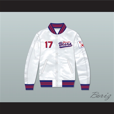 Doug Remer 17 Milwaukee Beers BASEketball White Varsity Letterman Satin ...