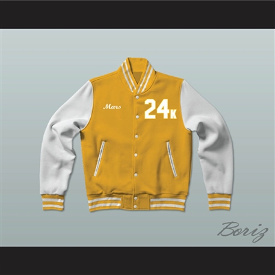 Hooligans 24 K Gold and White Varsity Letterman Jacket-Style Sweatshirt