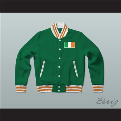 Retro Irish Varsity Jacket Men's Medium Green Ireland Track and Field  Sweater