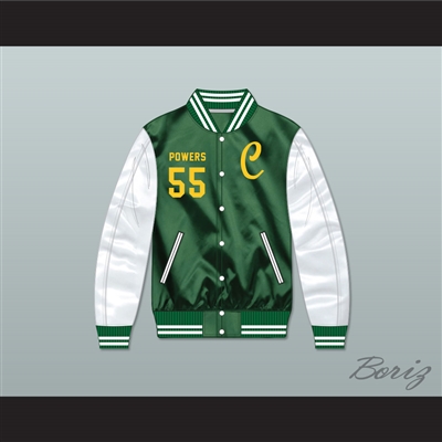 Kenny Powers 55 Charros Green/ White Varsity Letterman Satin Bomber Jacket