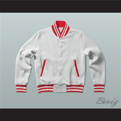 Red, Green and White Varsity Letterman Jacket-Style Sweatshirt — BORIZ