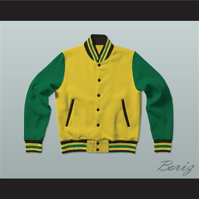 Green and White Lab Leather Varsity Letterman Jacket — BORIZ